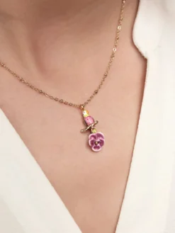 Parrot and pansy necklace>NACH BIJOUX Hot