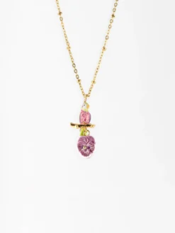 Parrot and pansy necklace><noscript><img width=