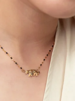 Pearl and leopard necklace>NACH BIJOUX Clearance