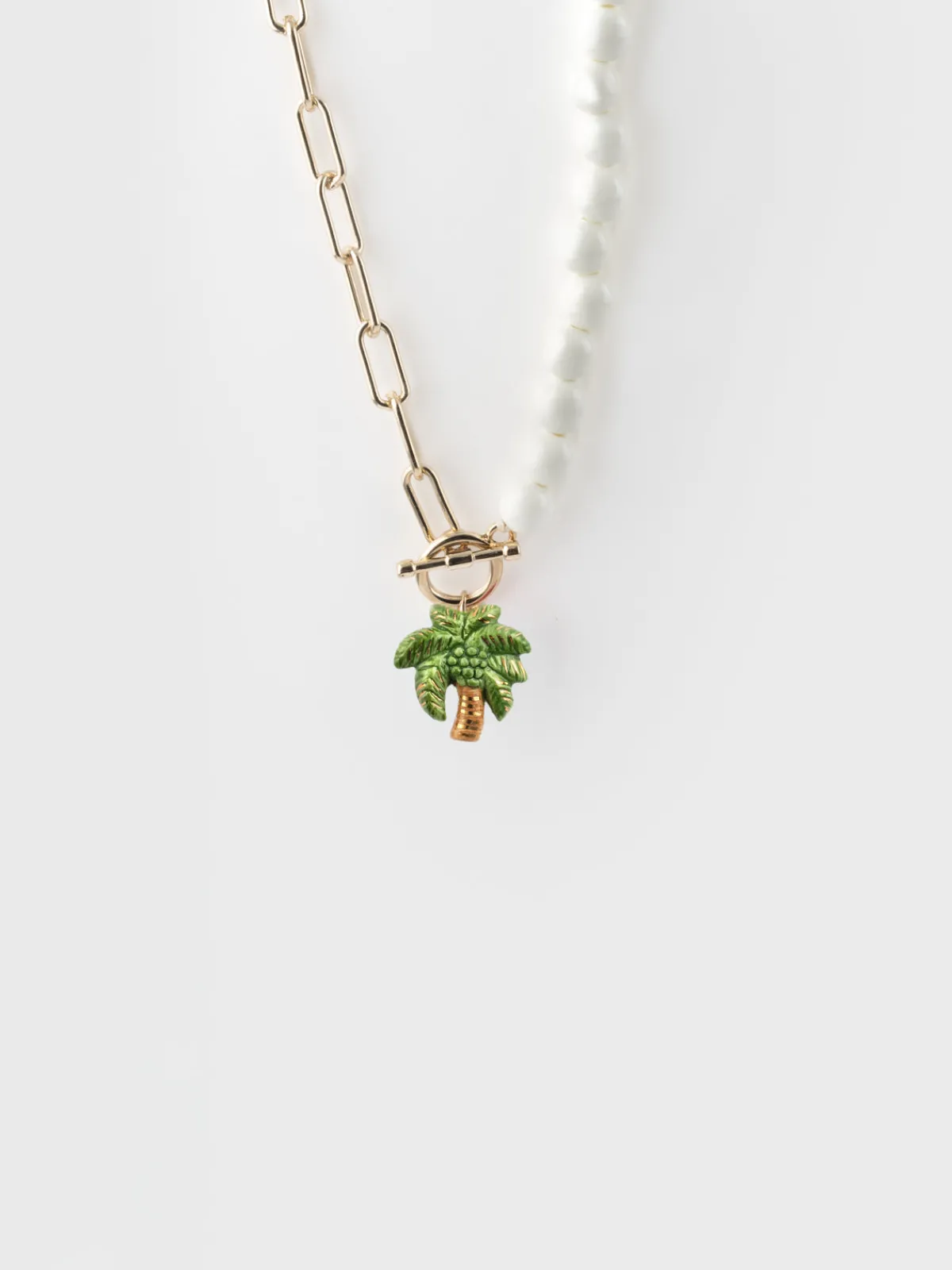 Pearl and palm tree necklace>NACH BIJOUX Hot
