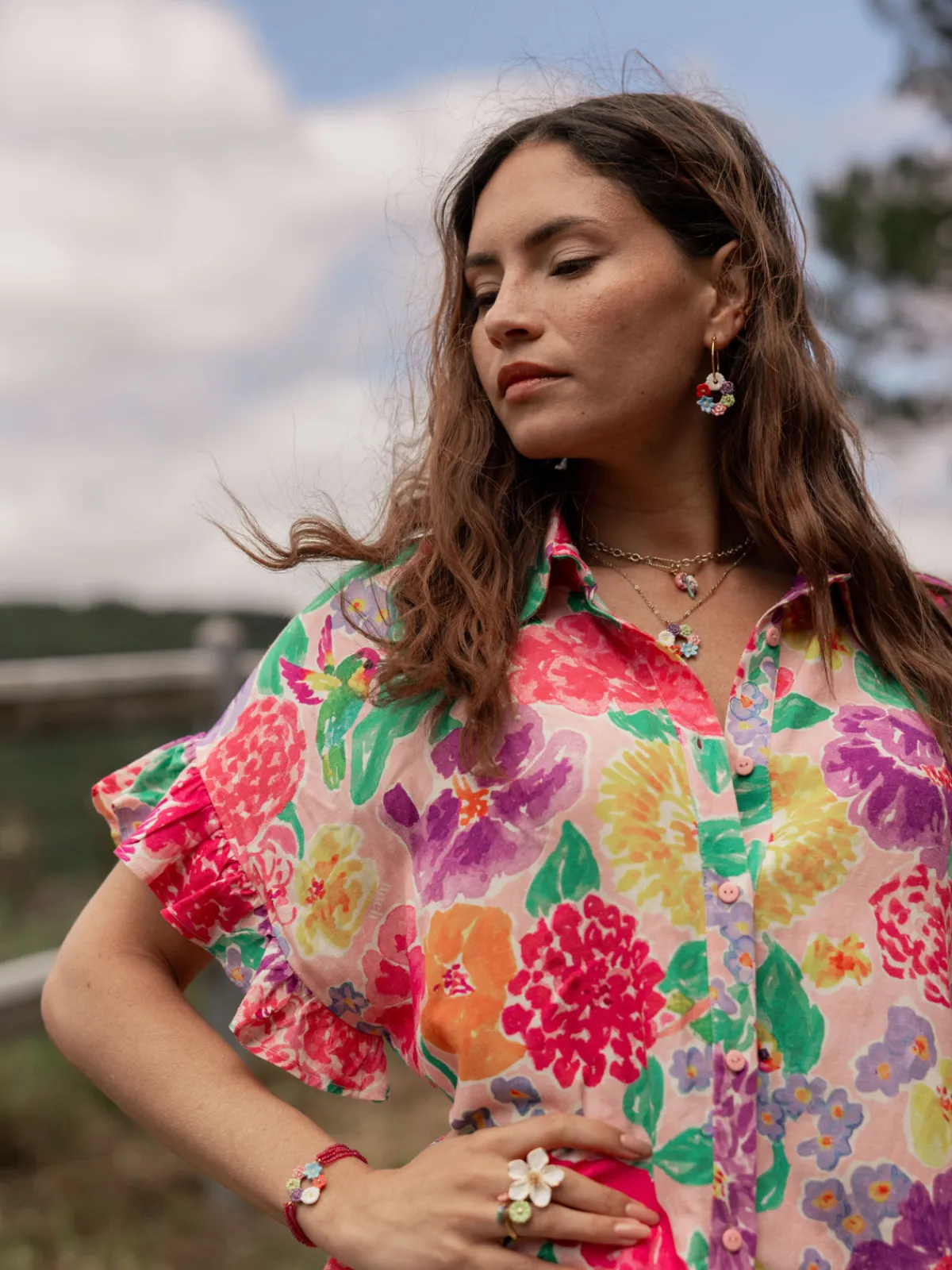 Petites créoles couronne de fleurs>NACH BIJOUX Sale