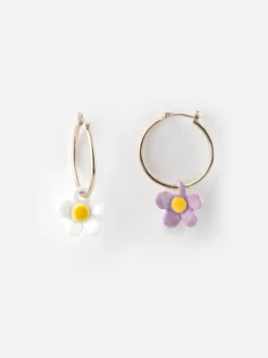 Petites créoles fleur bicolore>NACH BIJOUX New