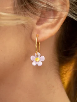 Petites créoles fleur bicolore>NACH BIJOUX New