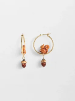 Petites créoles rondes écureuil et gland>NACH BIJOUX Discount