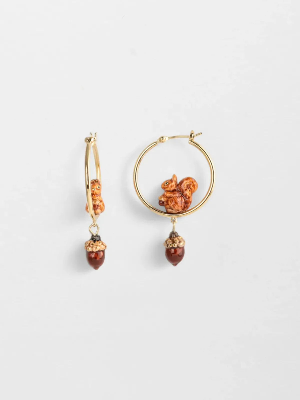 Petites créoles rondes écureuil et gland>NACH BIJOUX Discount