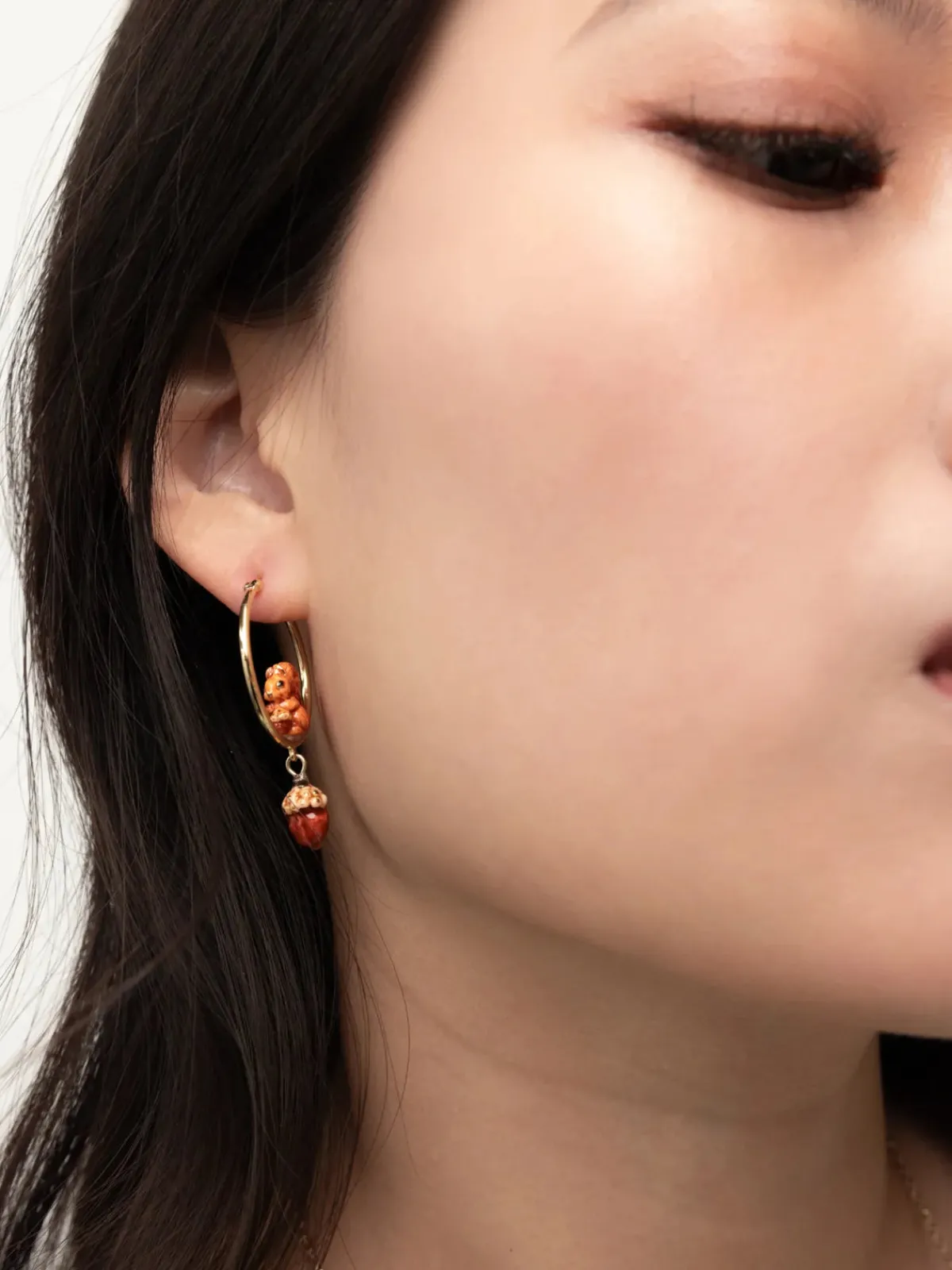 Petites créoles rondes écureuil et gland>NACH BIJOUX Discount