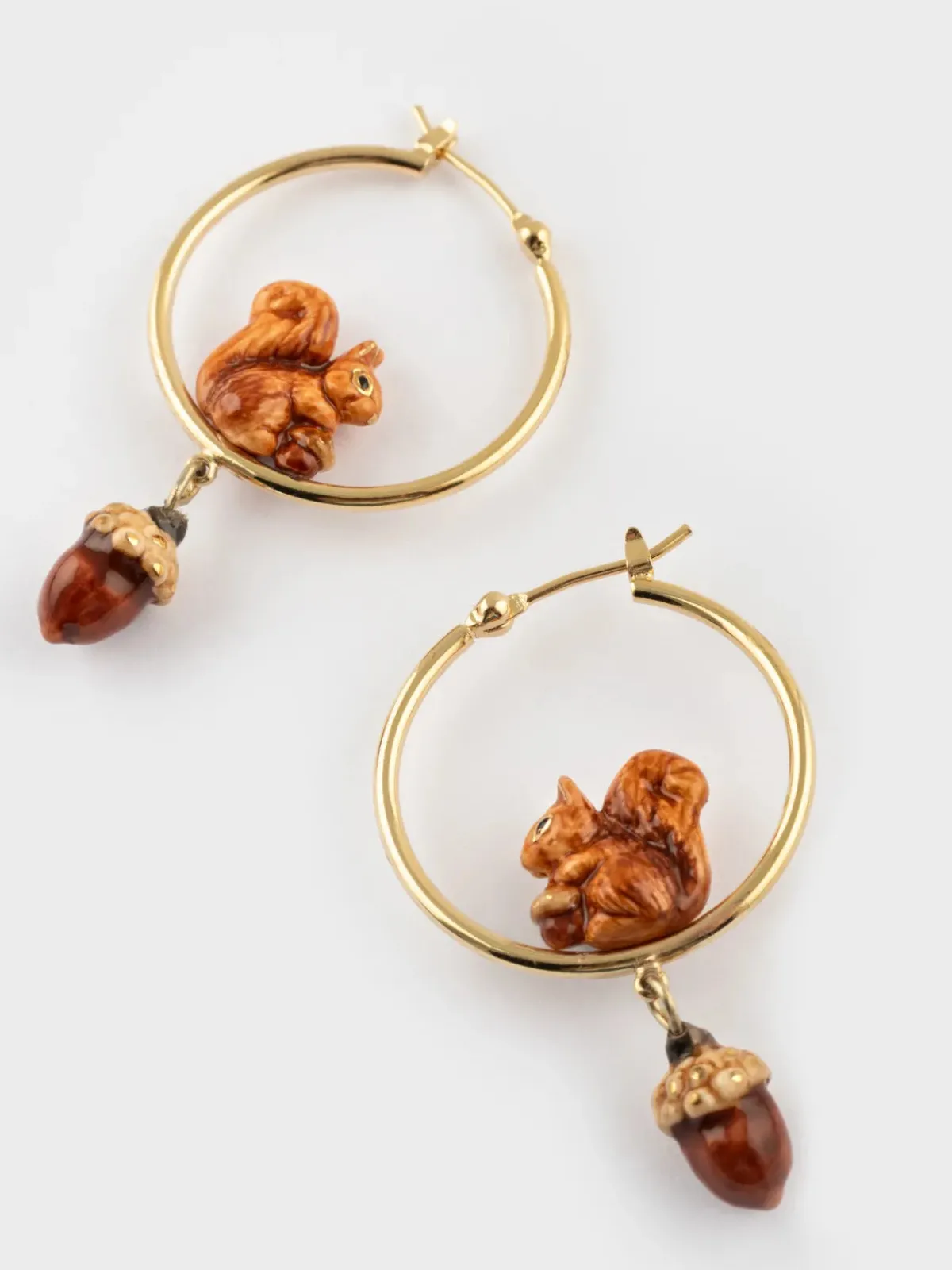 Petites créoles rondes écureuil et gland>NACH BIJOUX Discount