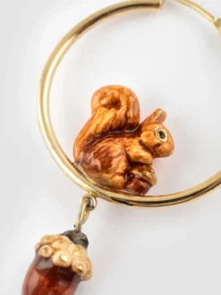 Petites créoles rondes écureuil et gland><noscript><img width=