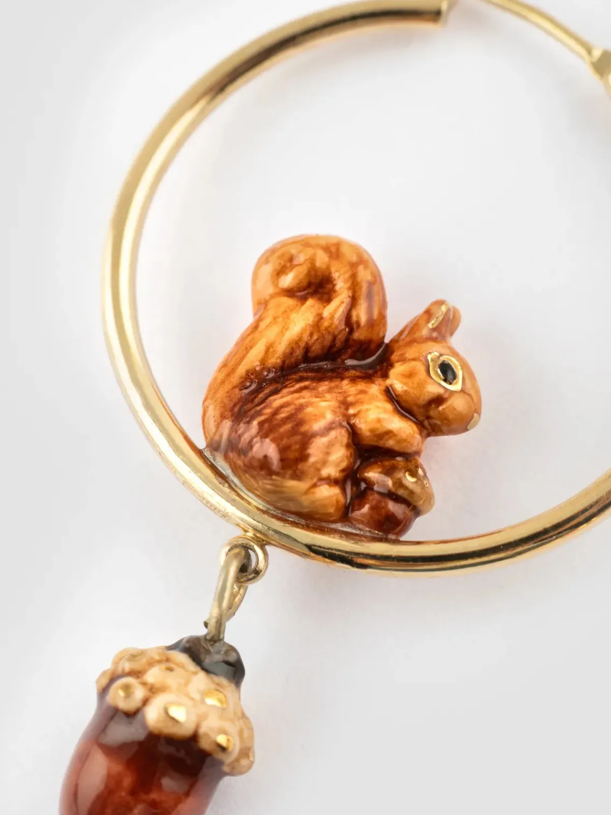 Petites créoles rondes écureuil et gland>NACH BIJOUX Discount