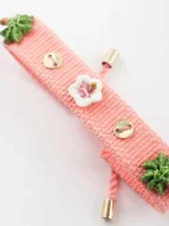 Pink braided bracelet with charms><noscript><img width=