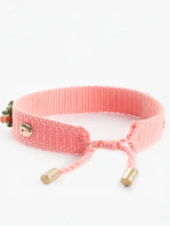 Pink braided bracelet with charms><noscript><img width=