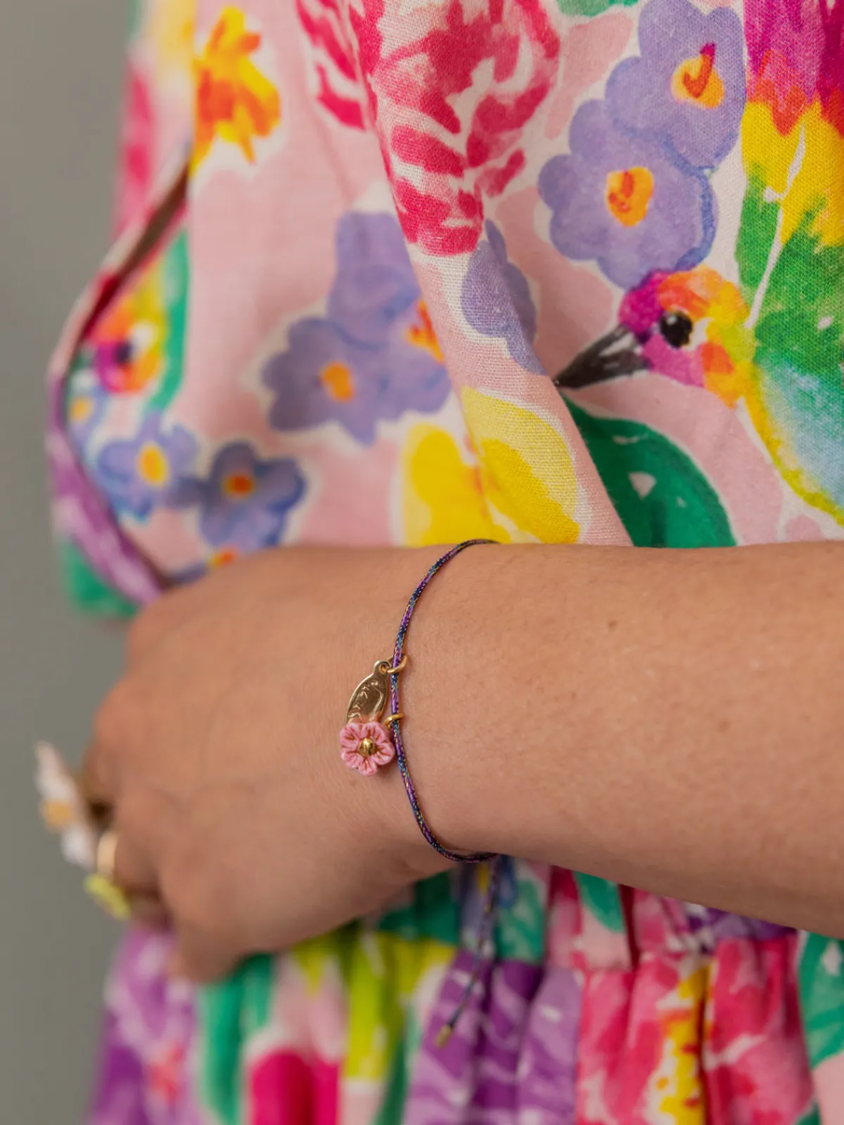 Pink flower cord bracelet>NACH BIJOUX Outlet