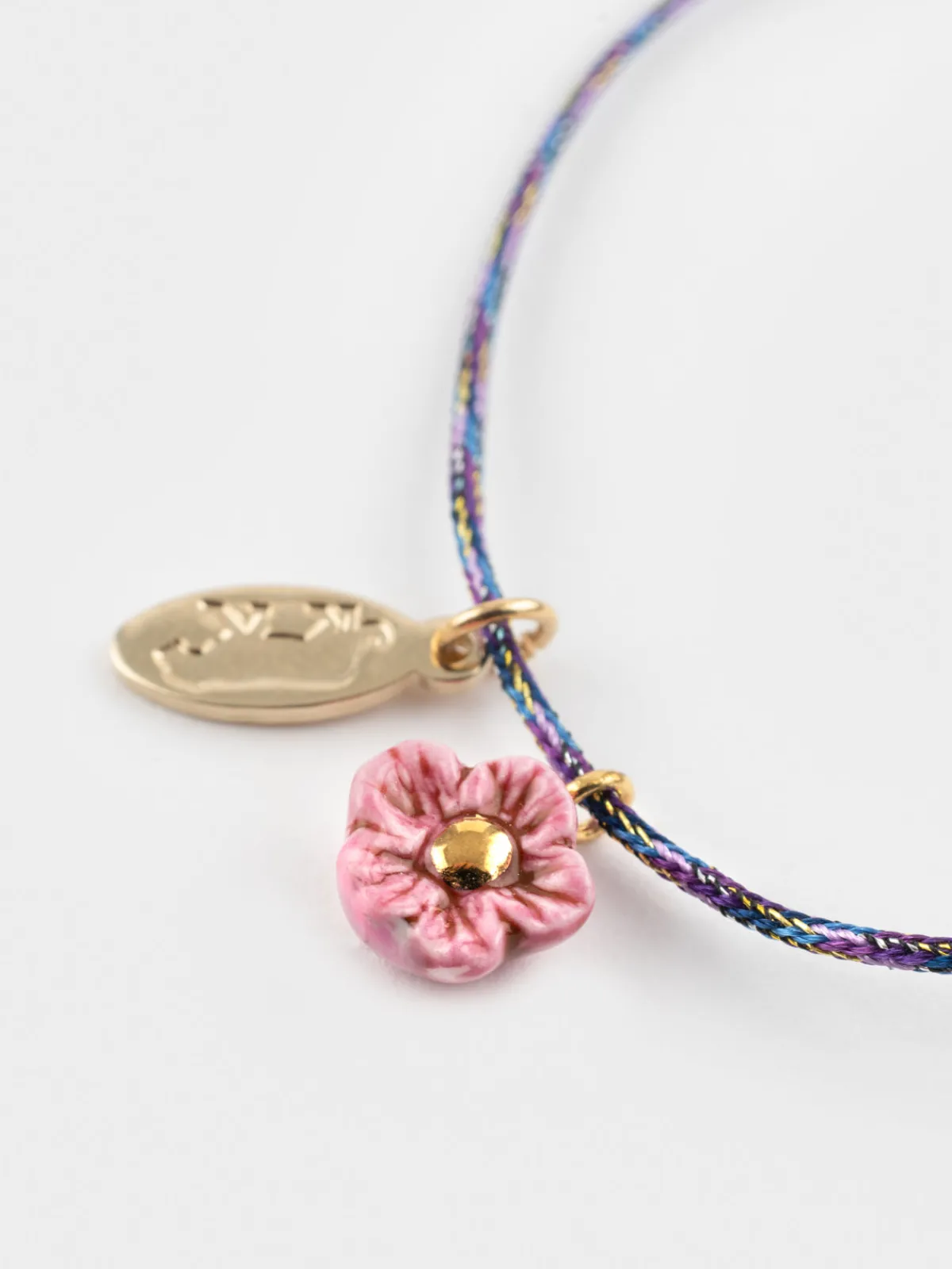 Pink flower cord bracelet>NACH BIJOUX Outlet