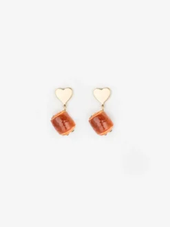 Puces d'oreilles pendantes cœur et chocolatine>NACH BIJOUX Online