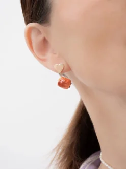 Puces d'oreilles pendantes cœur et chocolatine><noscript><img width=