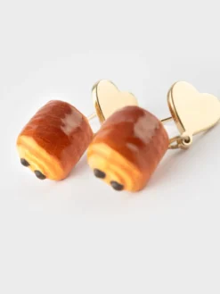 Puces d'oreilles pendantes cœur et chocolatine><noscript><img width=