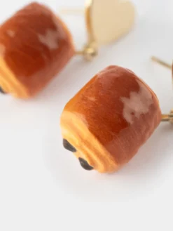 Puces d'oreilles pendantes cœur et chocolatine><noscript><img width=