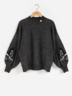 Pull en maille avec oiseau brodé>NACH BIJOUX New