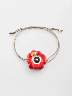 Red anemone iridescent cord bracelet>NACH BIJOUX Outlet