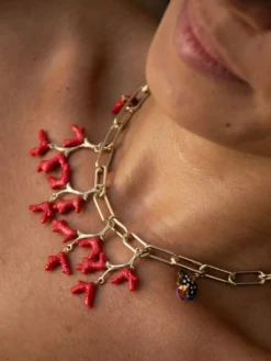 Red coral and spotted fish necklace>NACH BIJOUX Outlet
