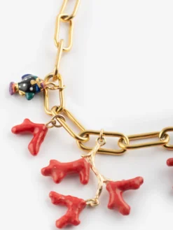 Red coral and spotted fish necklace><noscript><img width=