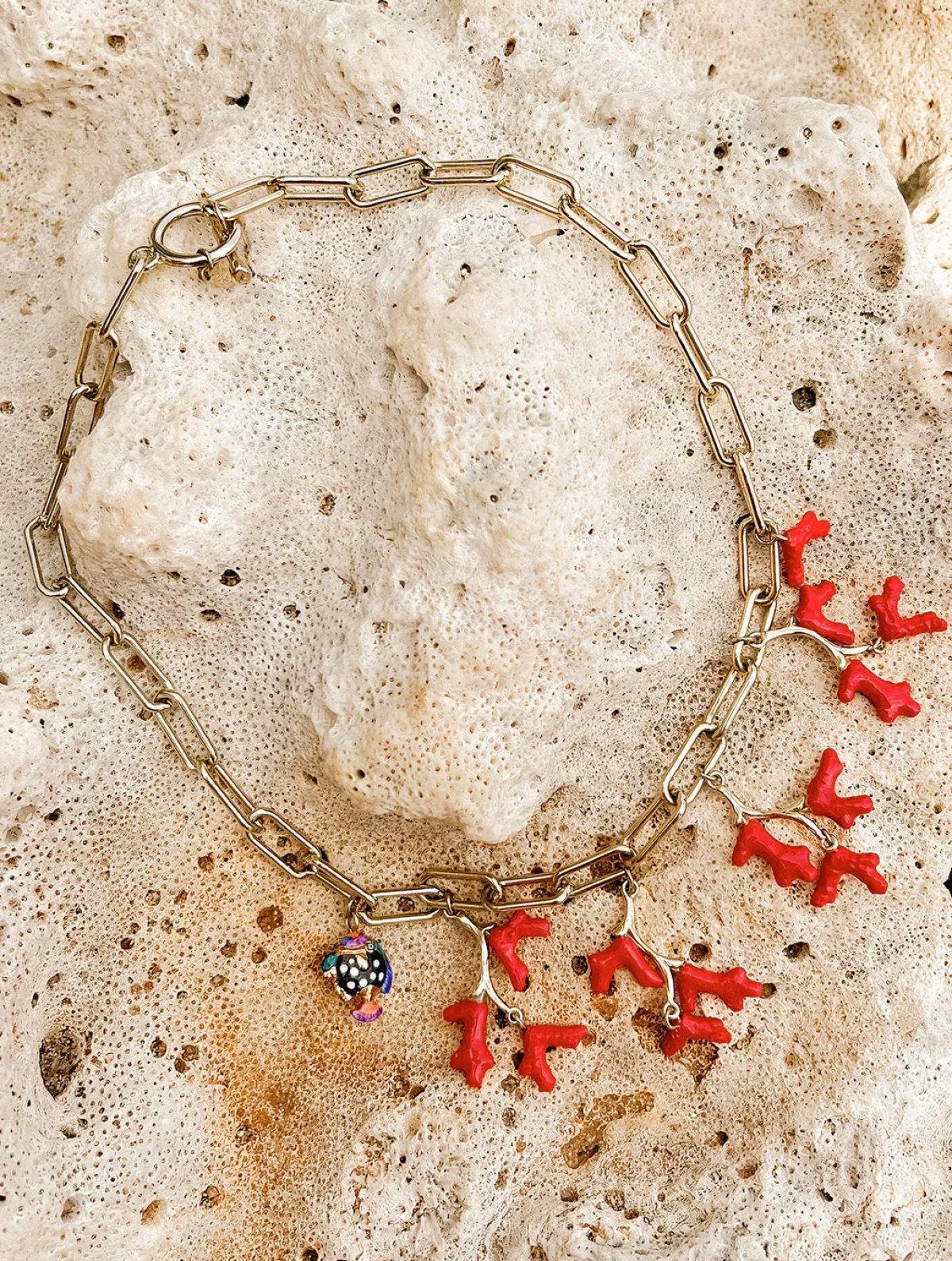 Red coral and spotted fish necklace>NACH BIJOUX Outlet