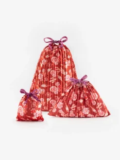Red upcycled gift bag>NACH BIJOUX New