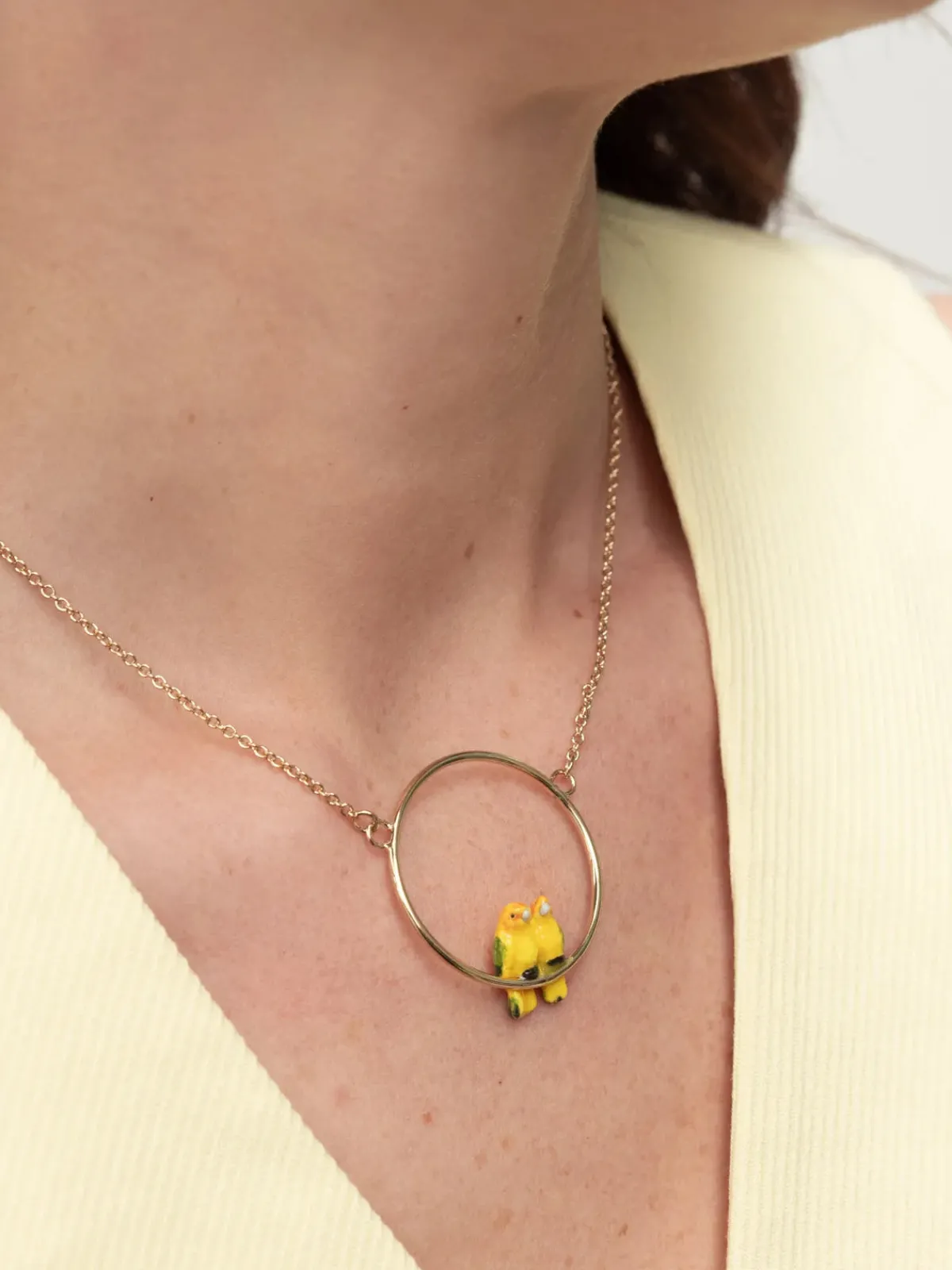 Round parrot couple necklace>NACH BIJOUX Online