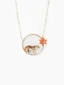 Round tiger and lily necklace>NACH BIJOUX Clearance
