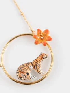 Round tiger and lily necklace><noscript><img width=