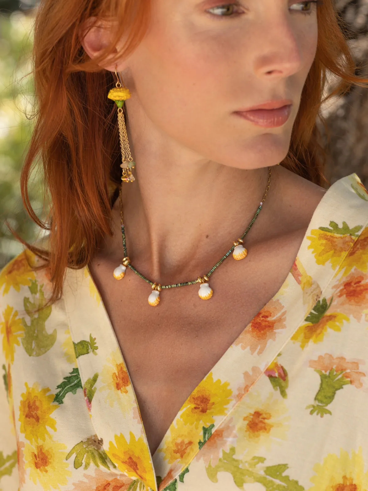Shell hematite pearl necklace>NACH BIJOUX Outlet