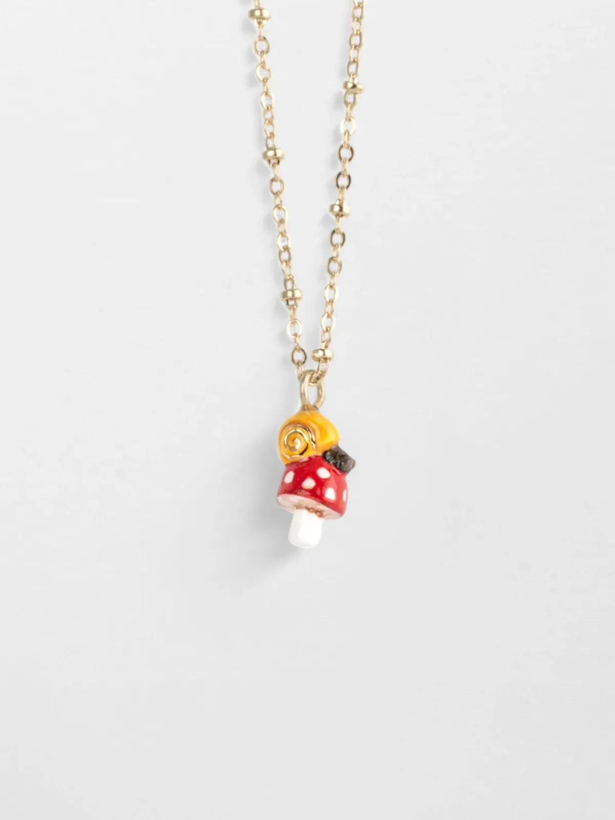 Snail and mushroom necklace>NACH BIJOUX Clearance