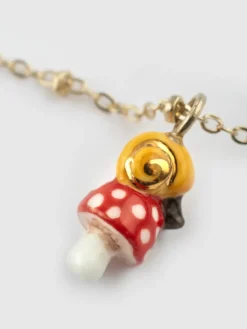 Snail and mushroom necklace><noscript><img width=