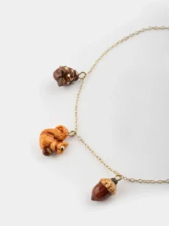 Squirrel, acorn and pine cone necklace><noscript><img width=