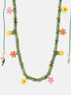 Tropical and bamboo multi-beaded necklace>NACH BIJOUX Hot