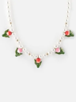 Tulip and pearl necklace>NACH BIJOUX Sale