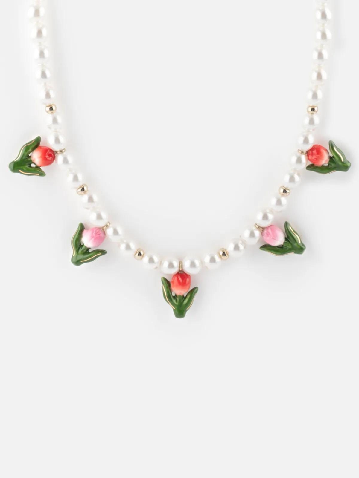 Tulip and pearl necklace>NACH BIJOUX Sale