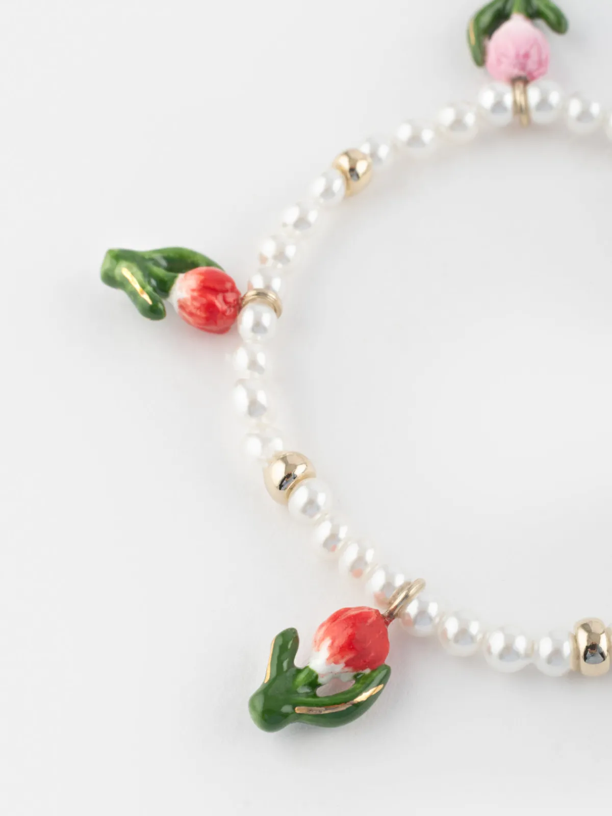 Tulip and white pearl bracelet>NACH BIJOUX Clearance