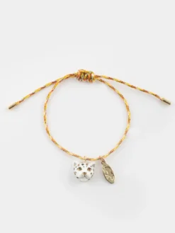 White and gold leopard cord bracelet>NACH BIJOUX Discount