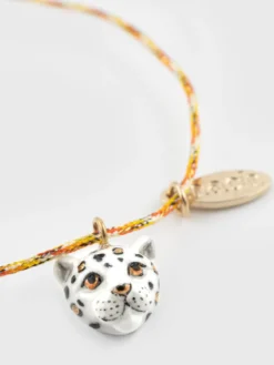 White and gold leopard cord bracelet><noscript><img width=
