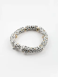 White and gold leopard print kiss bracelet>NACH BIJOUX New