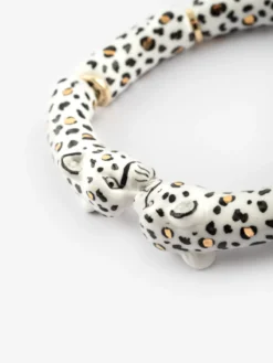 White and gold leopard print kiss bracelet><noscript><img width=