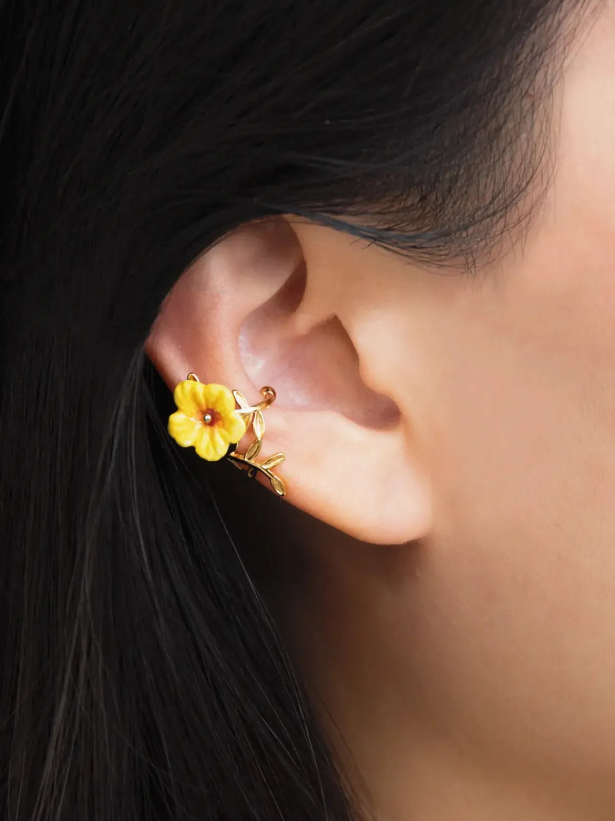 Yellow hibiscus ear cuff earring - Sold individually>NACH BIJOUX Discount