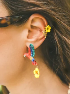 Yellow hibiscus ear cuff earring - Sold individually><noscript><img width=
