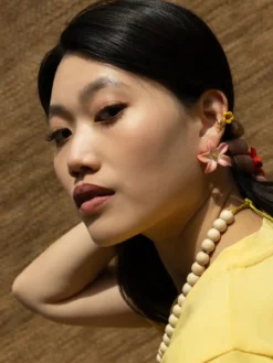 Yellow hibiscus ear cuff earring - Sold individually><noscript><img width=